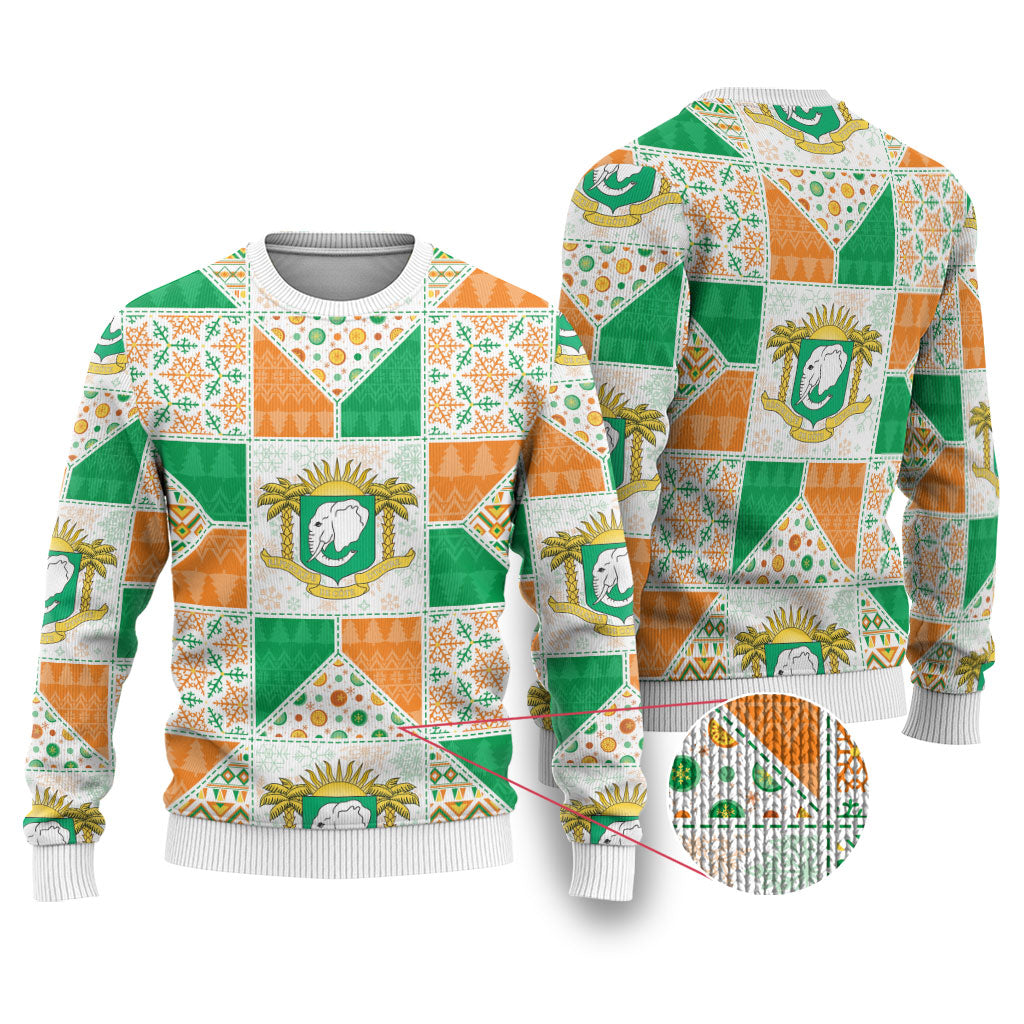 Ivory Coast Christmas Ugly Christmas Sweater Patchwork Style