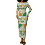 Ivory Coast Christmas Long Sleeve Bodycon Dress Patchwork Style