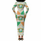 Ivory Coast Christmas Long Sleeve Bodycon Dress Patchwork Style