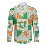 Ivory Coast Christmas Long Sleeve Button Shirt Patchwork Style