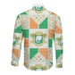Ivory Coast Christmas Long Sleeve Button Shirt Patchwork Style