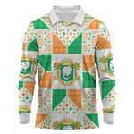 Ivory Coast Christmas Long Sleeve Polo Shirt Patchwork Style