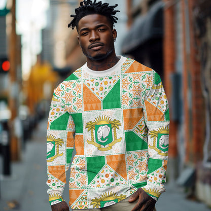 Ivory Coast Christmas Long Sleeve Shirt Patchwork Style