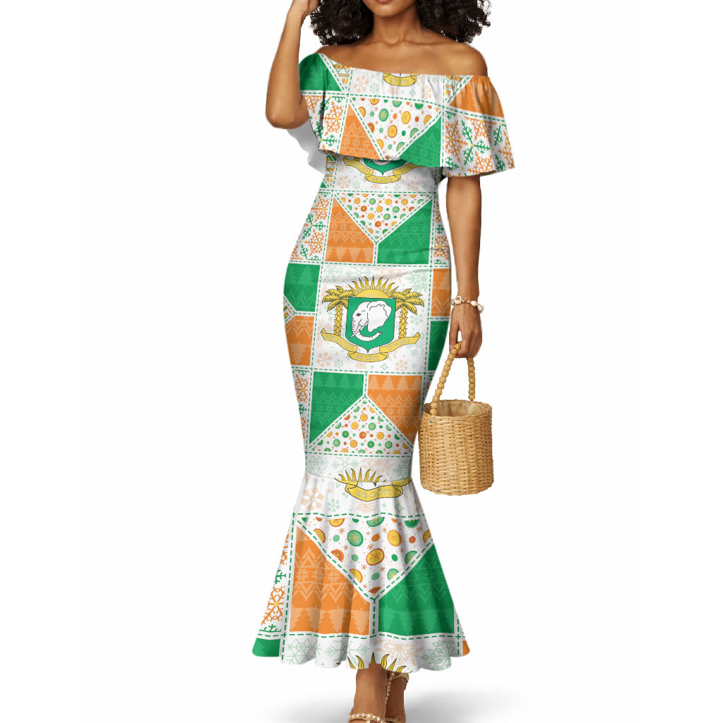 Ivory Coast Christmas Mermaid Dress Patchwork Style