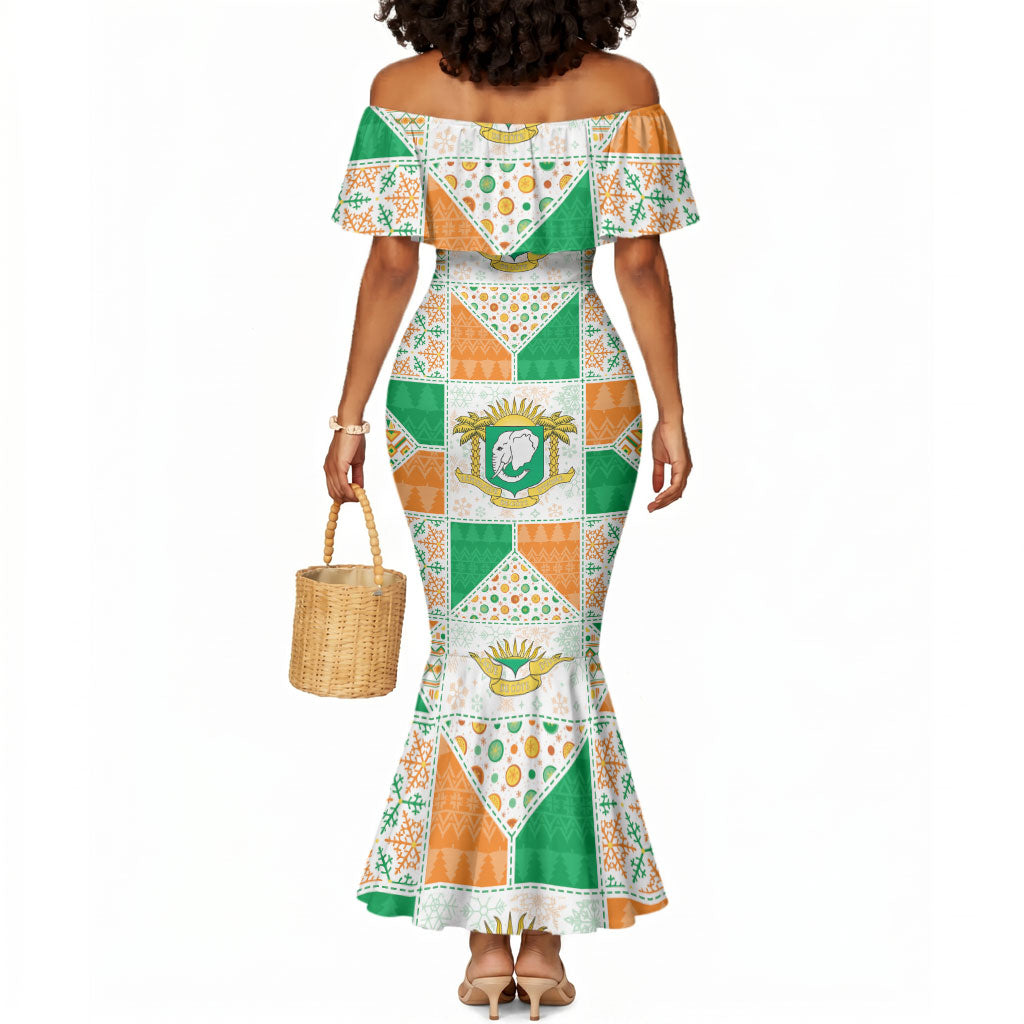 Ivory Coast Christmas Mermaid Dress Patchwork Style