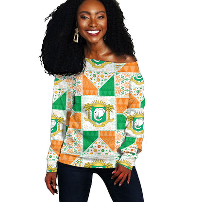 Ivory Coast Christmas Off Shoulder Sweater Patchwork Style