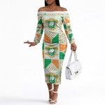 Ivory Coast Christmas Off The Shoulder Long Sleeve Dress Patchwork Style
