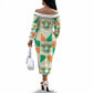 Ivory Coast Christmas Off The Shoulder Long Sleeve Dress Patchwork Style