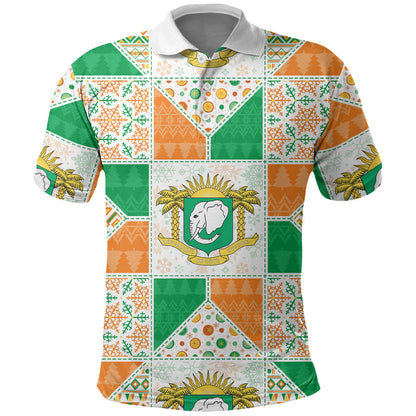 Ivory Coast Christmas Polo Shirt Patchwork Style