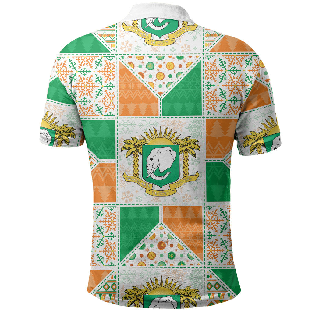 Ivory Coast Christmas Polo Shirt Patchwork Style