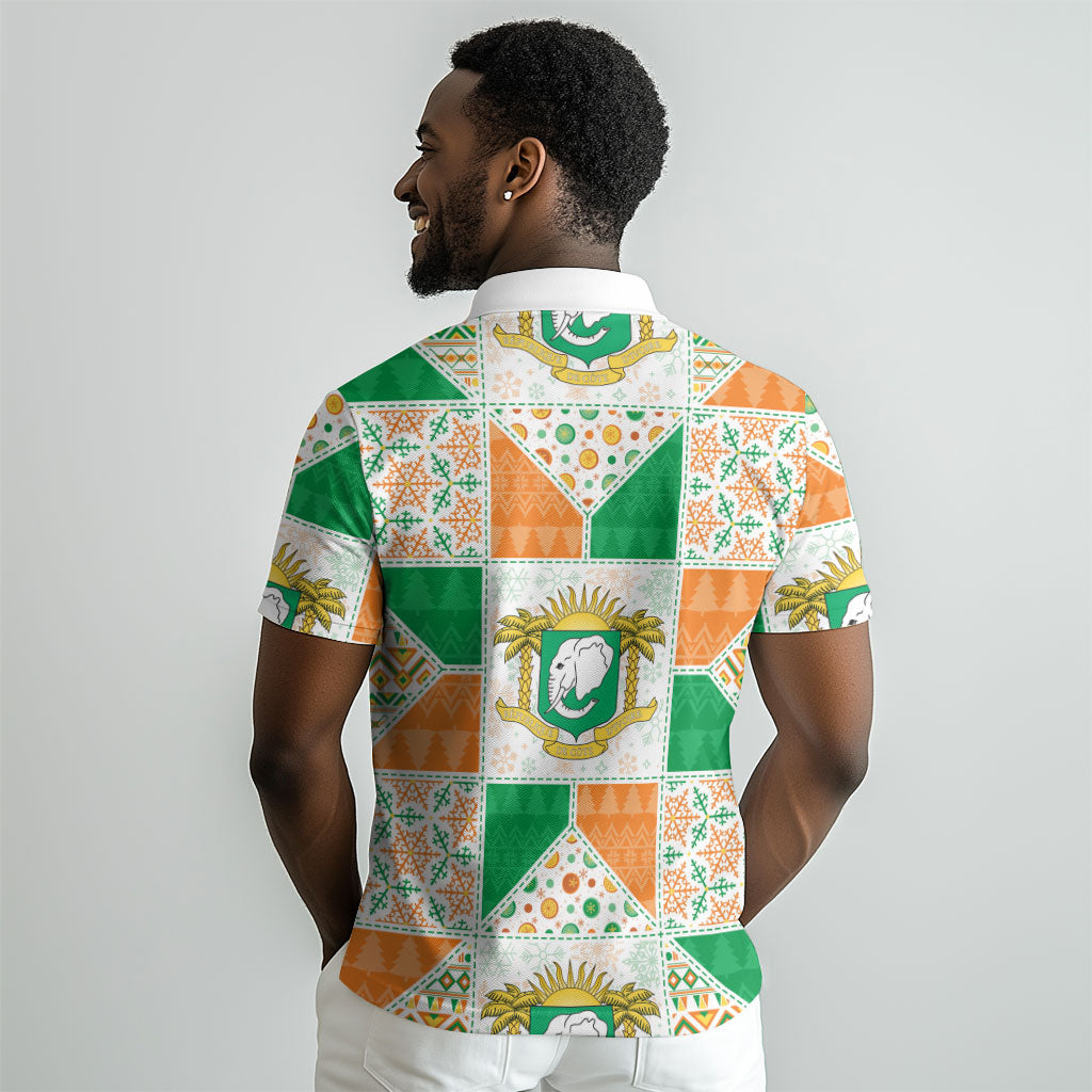 Ivory Coast Christmas Polo Shirt Patchwork Style