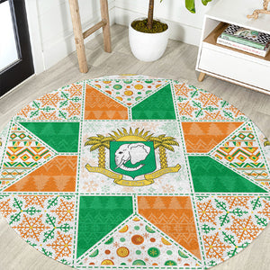 Ivory Coast Christmas Round Carpet Patchwork Style