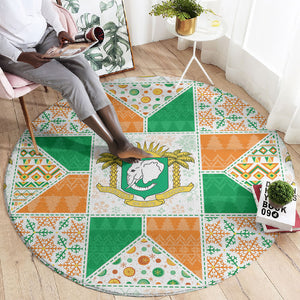 Ivory Coast Christmas Round Carpet Patchwork Style