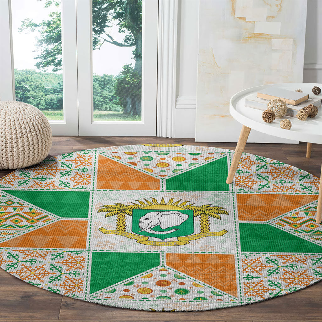 Ivory Coast Christmas Round Carpet Patchwork Style