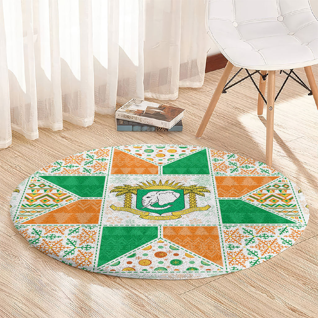 Ivory Coast Christmas Round Carpet Patchwork Style