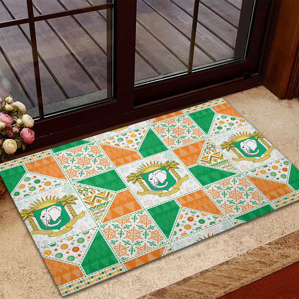 Ivory Coast Christmas Rubber Doormat Patchwork Style