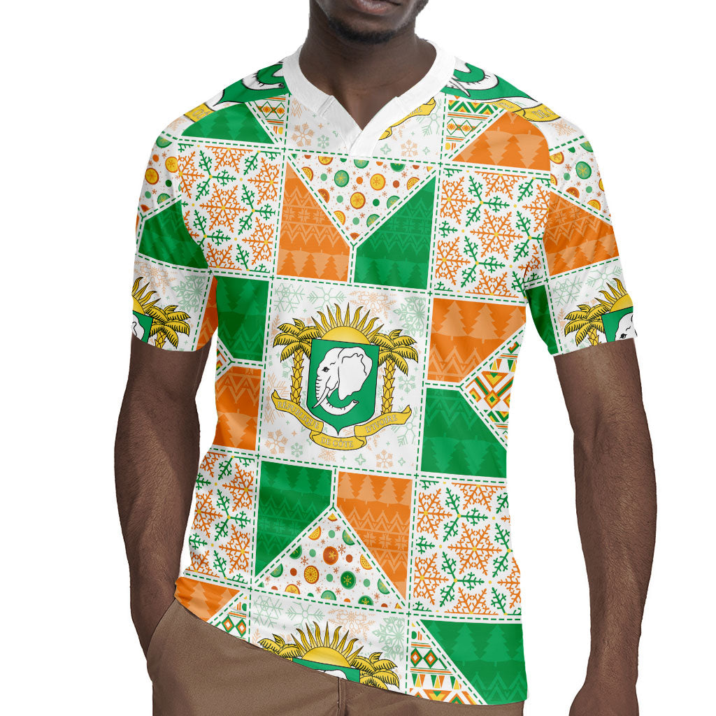 Ivory Coast Christmas Rugby Jersey Patchwork Style