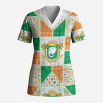Ivory Coast Christmas Scrub Top Patchwork Style