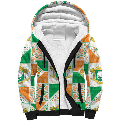 Ivory Coast Christmas Sherpa Hoodie Patchwork Style