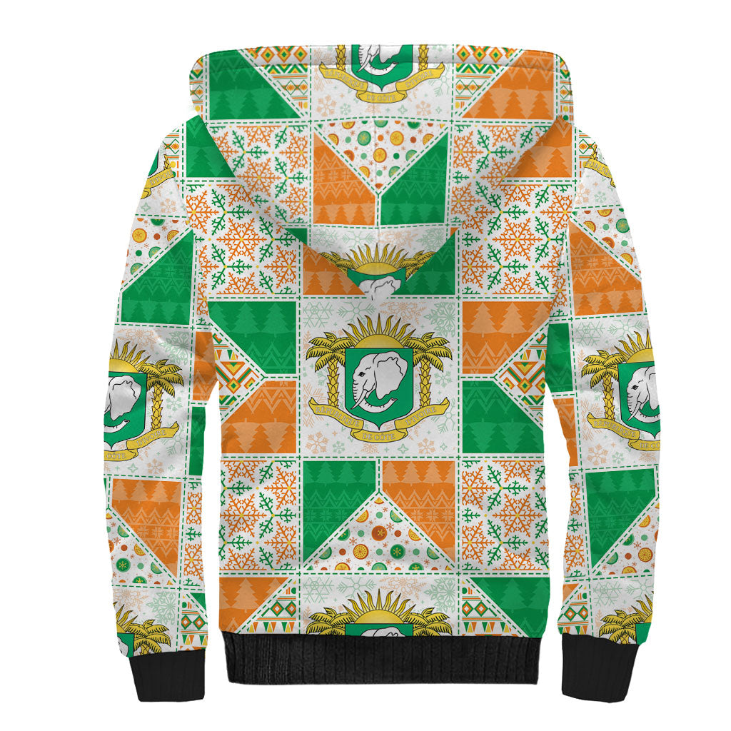 Ivory Coast Christmas Sherpa Hoodie Patchwork Style