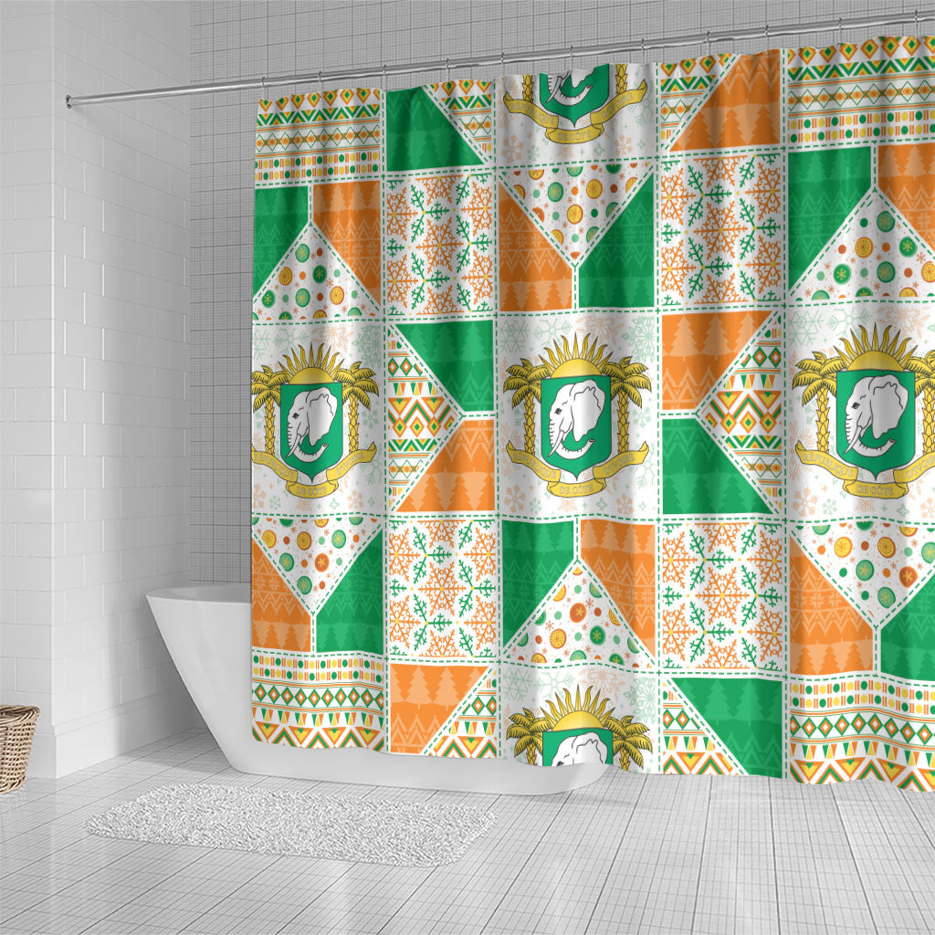 Ivory Coast Christmas Shower Curtain Patchwork Style