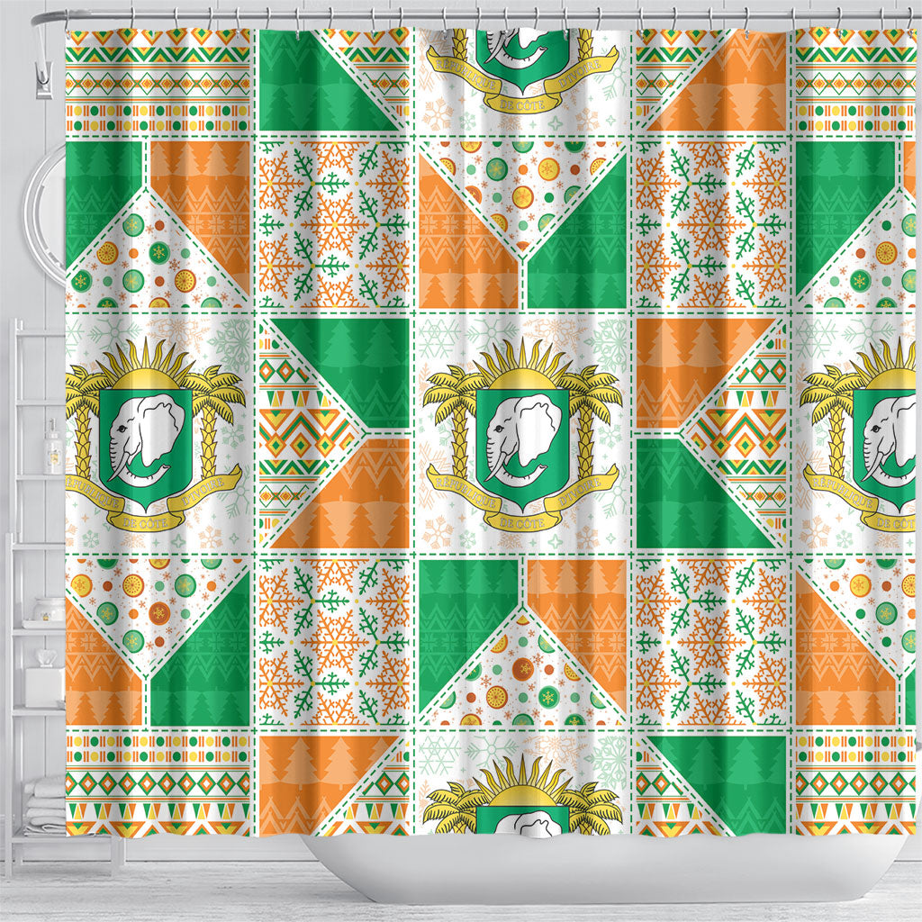 Ivory Coast Christmas Shower Curtain Patchwork Style
