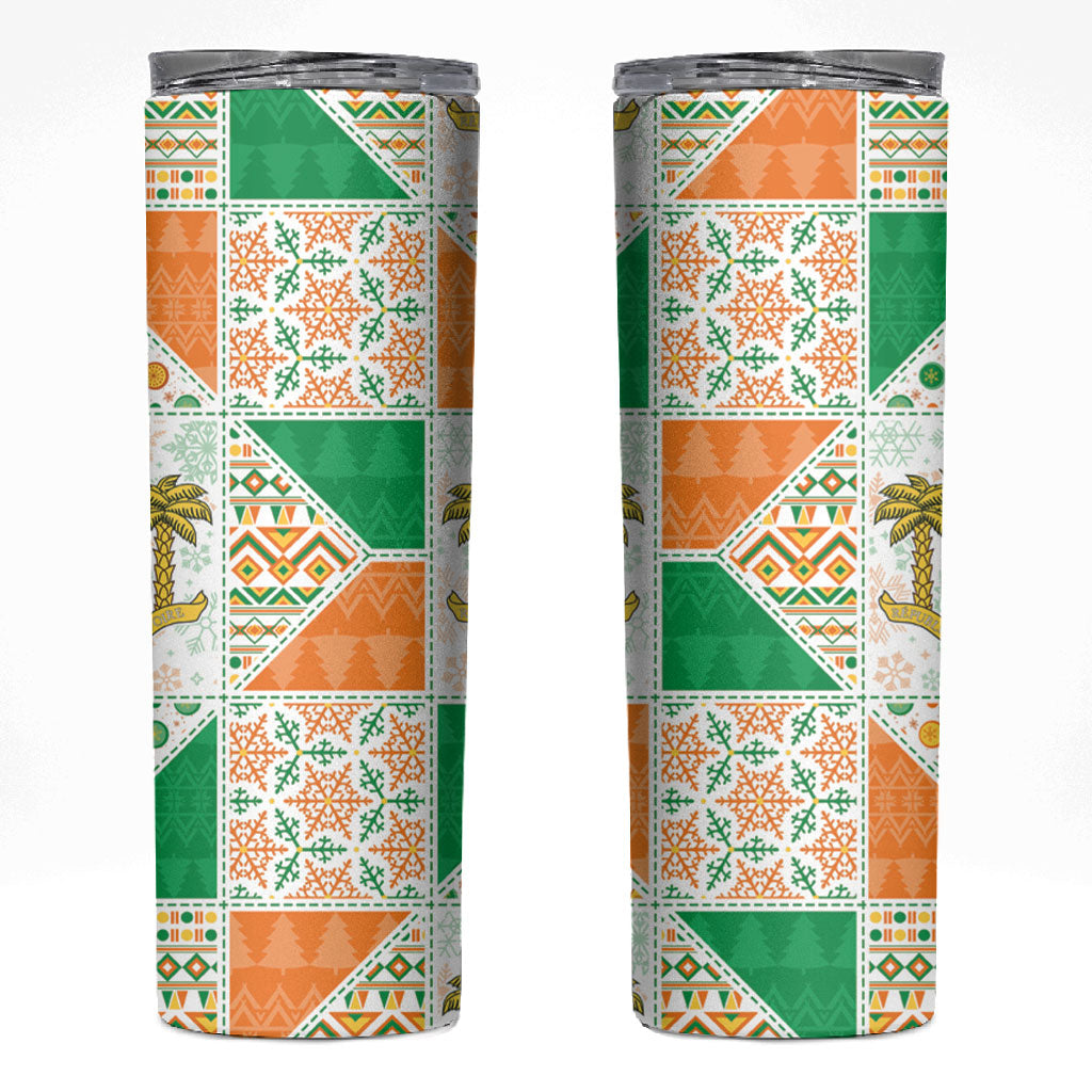 Ivory Coast Christmas Skinny Tumbler Patchwork Style