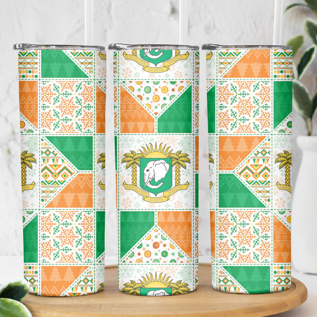 Ivory Coast Christmas Skinny Tumbler Patchwork Style