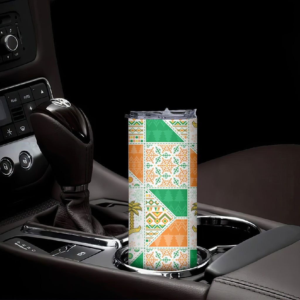 Ivory Coast Christmas Skinny Tumbler Patchwork Style
