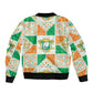 Ivory Coast Christmas Sleeve Zip Bomber Jacket Patchwork Style