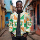 Ivory Coast Christmas Sleeve Zip Bomber Jacket Patchwork Style