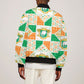Ivory Coast Christmas Sleeve Zip Bomber Jacket Patchwork Style