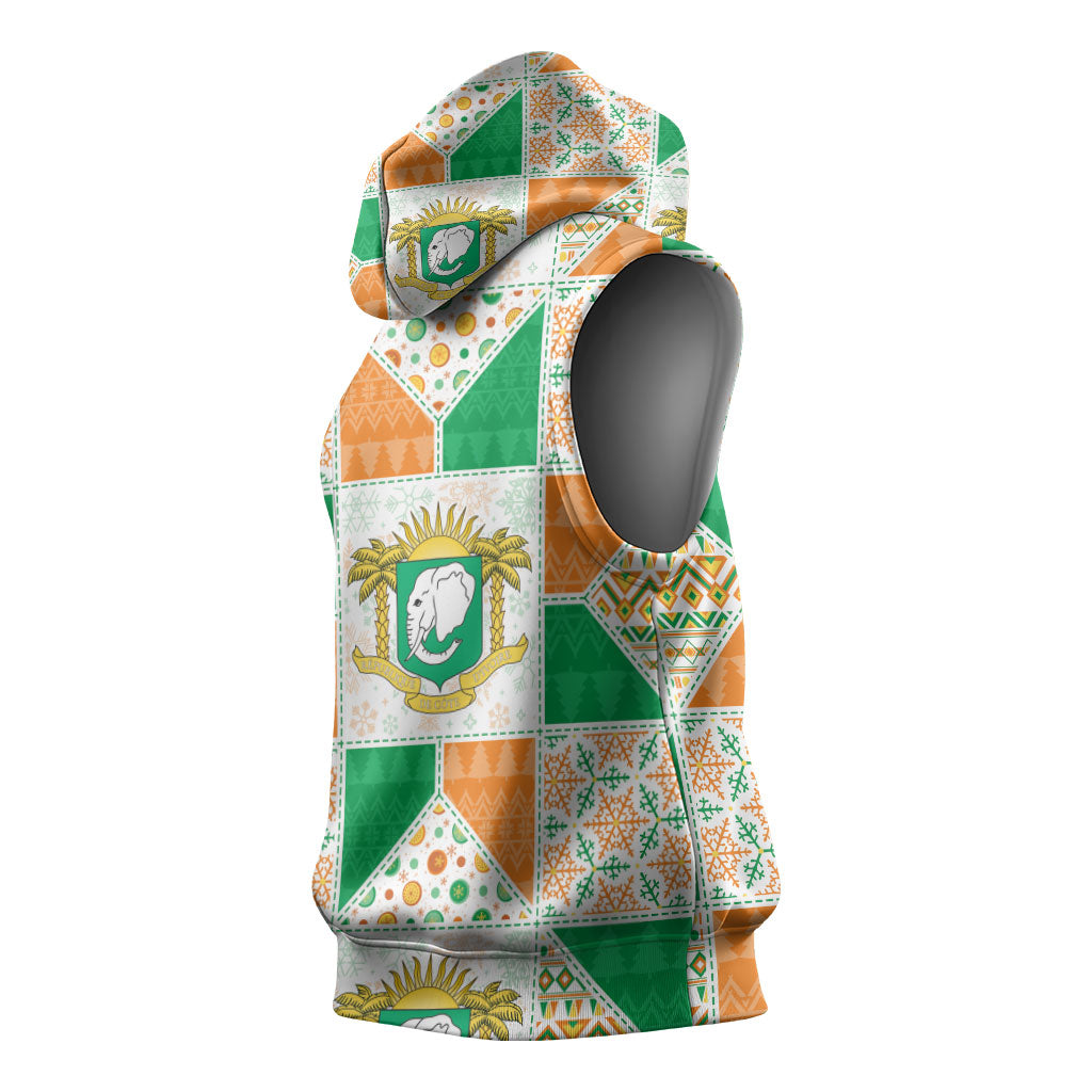 Ivory Coast Christmas Sleeveless Hoodie Patchwork Style