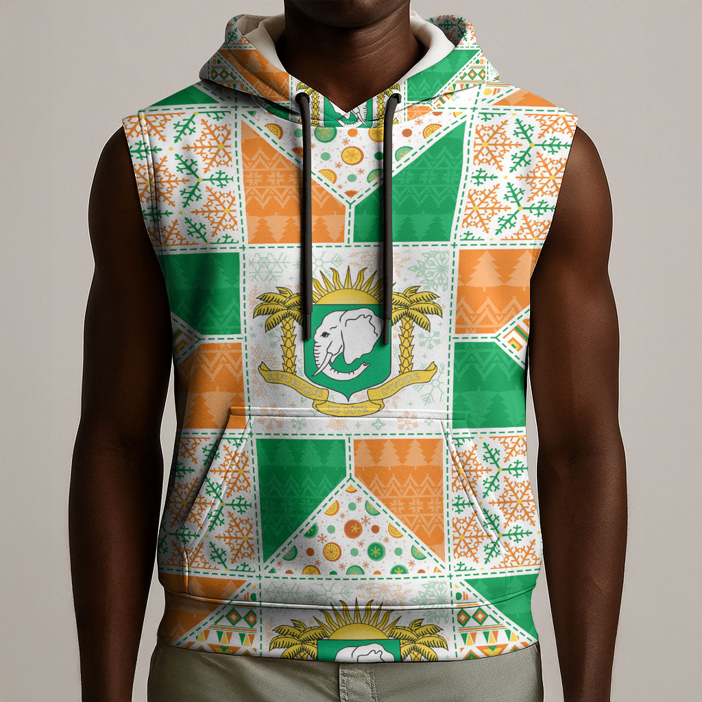 Ivory Coast Christmas Sleeveless Hoodie Patchwork Style