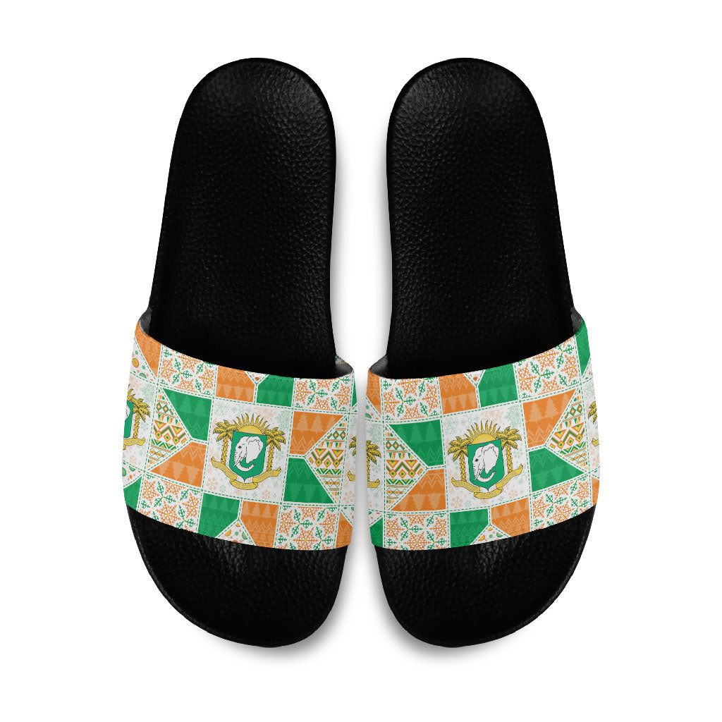 Ivory Coast Christmas Slide Sandals Patchwork Style