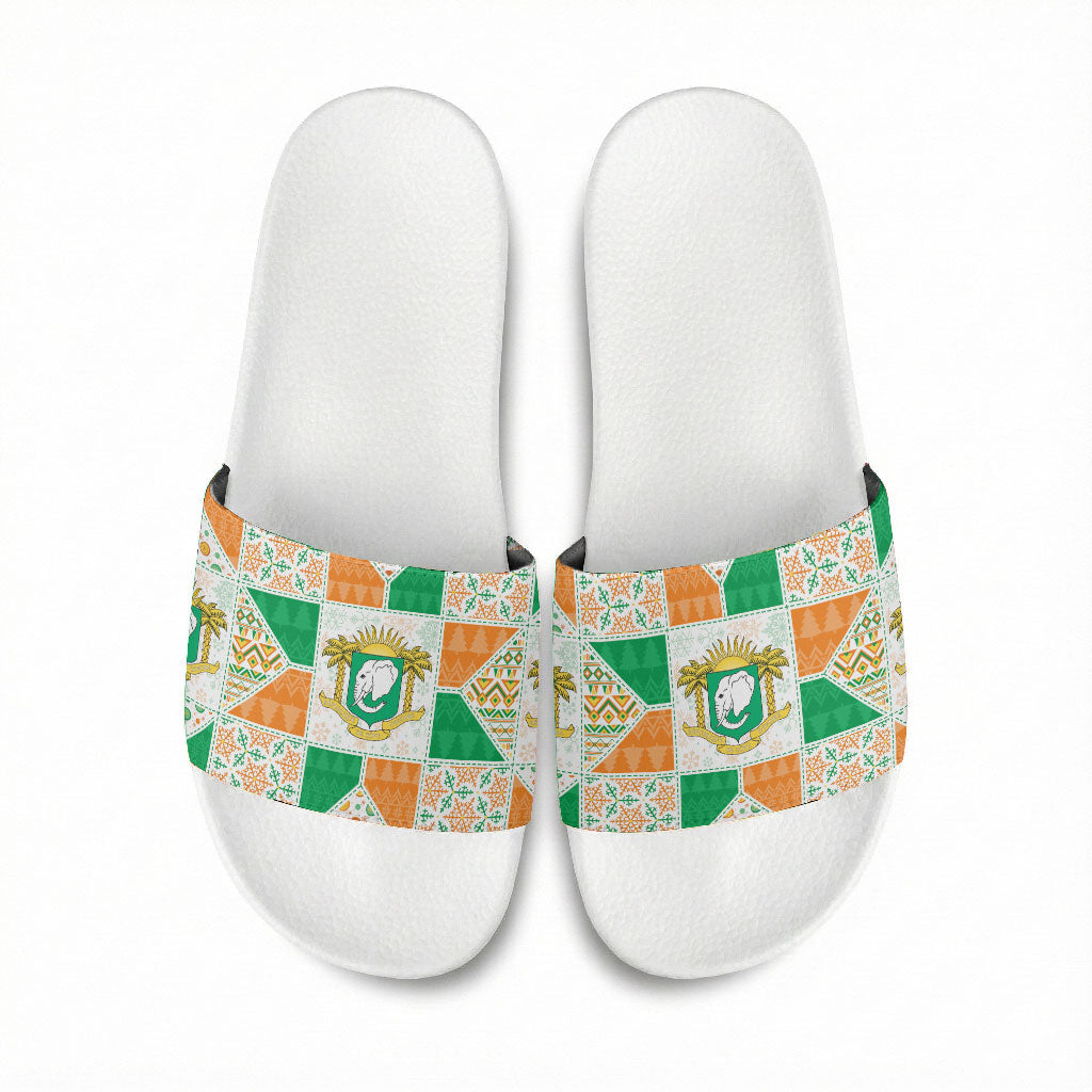 Ivory Coast Christmas Slide Sandals Patchwork Style