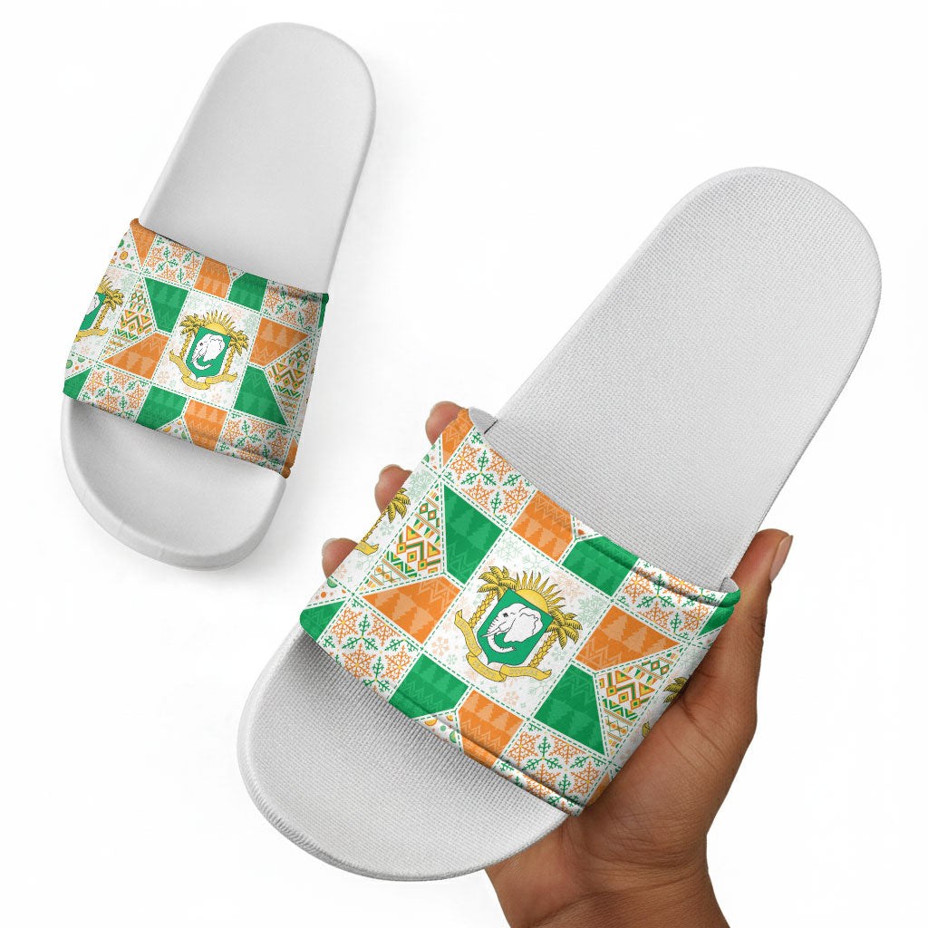 Ivory Coast Christmas Slide Sandals Patchwork Style