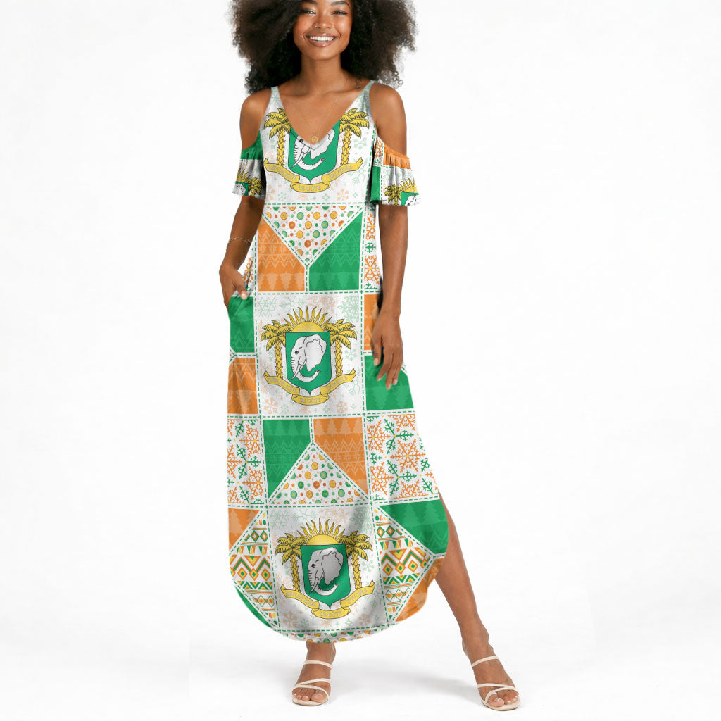Ivory Coast Christmas Summer Maxi Dress Patchwork Style