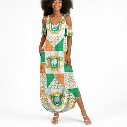 Ivory Coast Christmas Summer Maxi Dress Patchwork Style