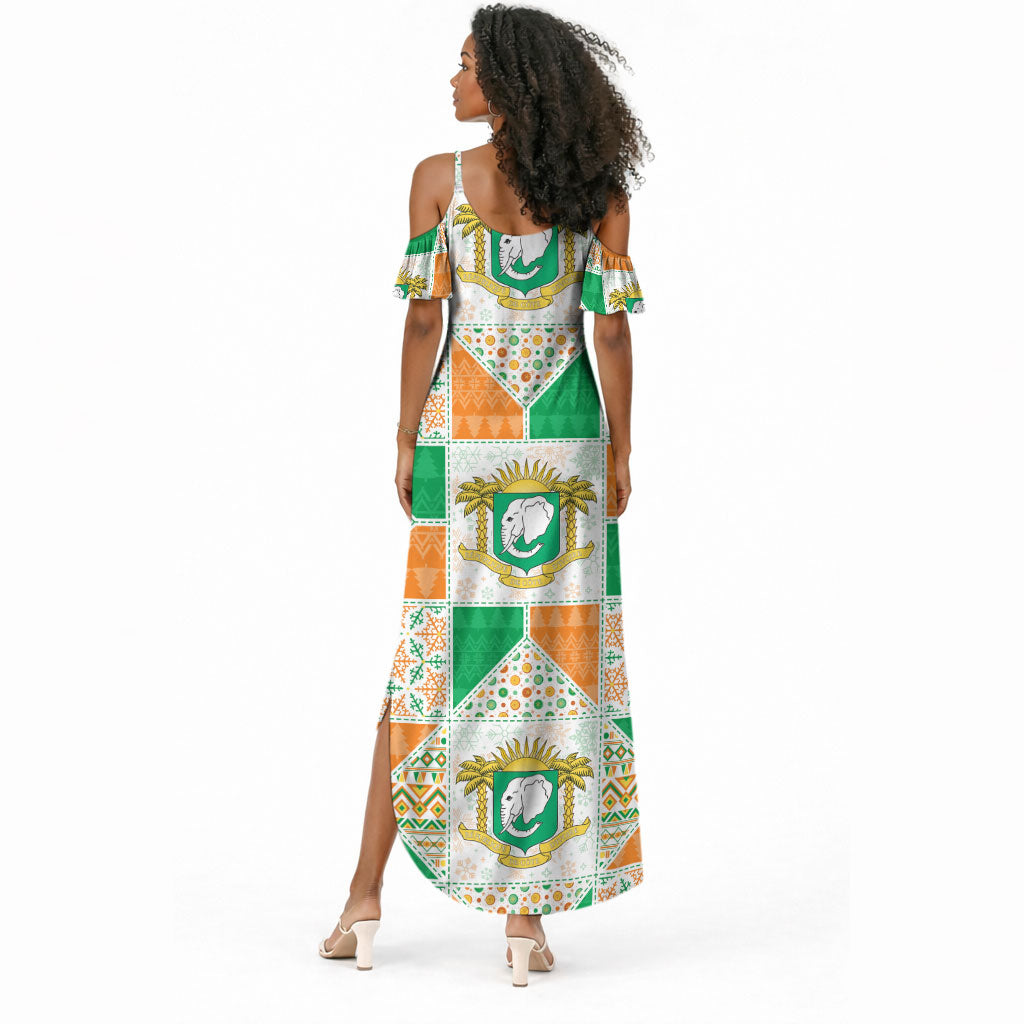 Ivory Coast Christmas Summer Maxi Dress Patchwork Style