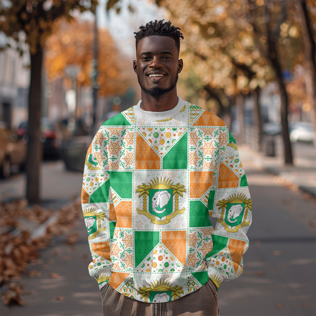 Ivory Coast Christmas Sweatshirt Patchwork Style