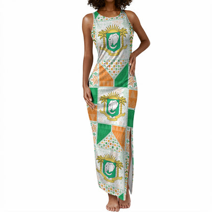 Ivory Coast Christmas Tank Maxi Dress Patchwork Style