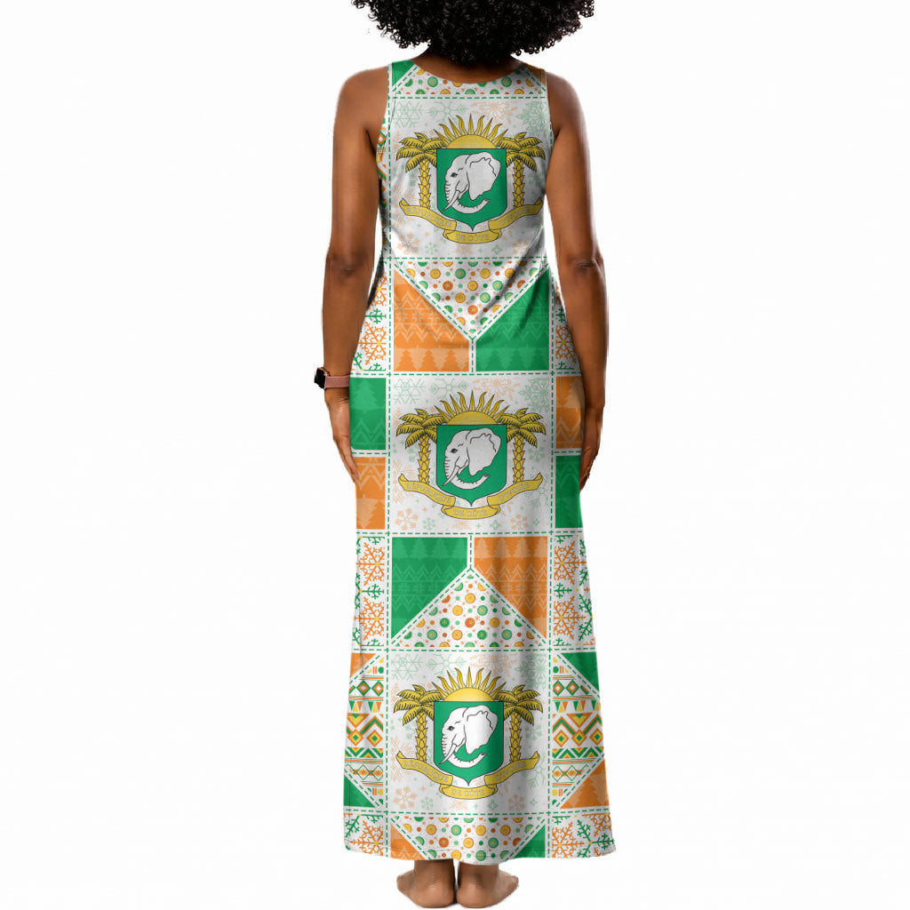 Ivory Coast Christmas Tank Maxi Dress Patchwork Style