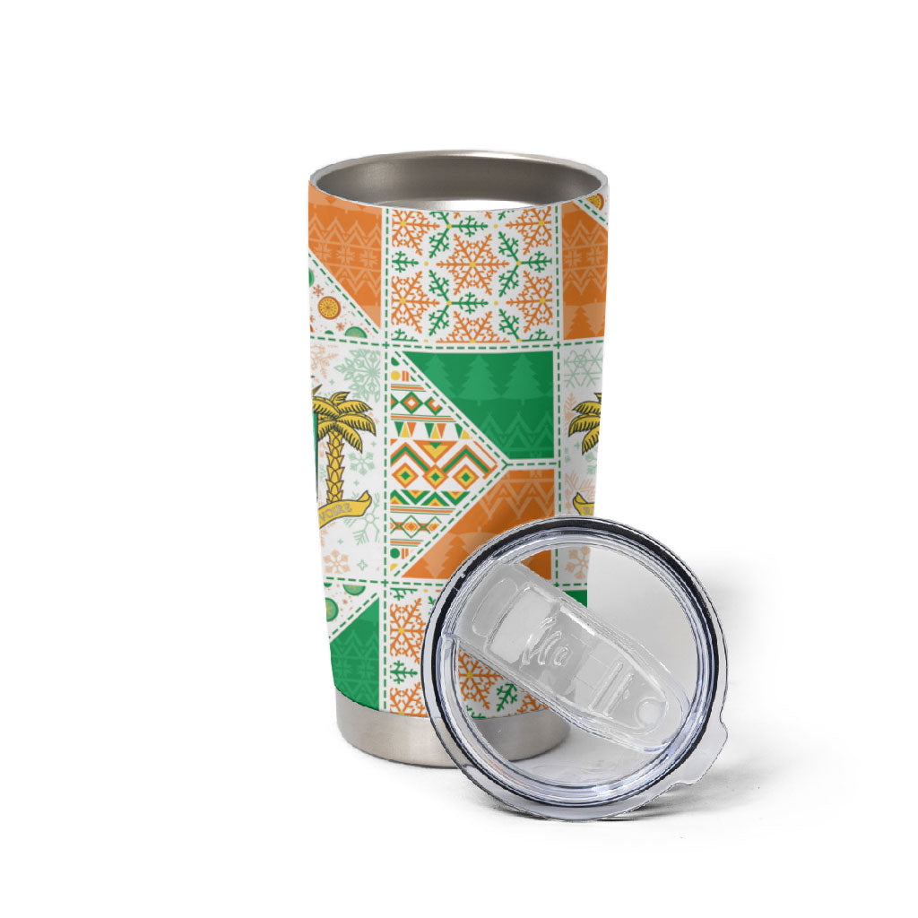 Ivory Coast Christmas Tumbler Cup Patchwork Style