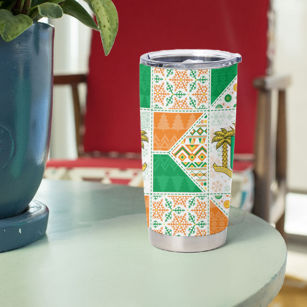 Ivory Coast Christmas Tumbler Cup Patchwork Style