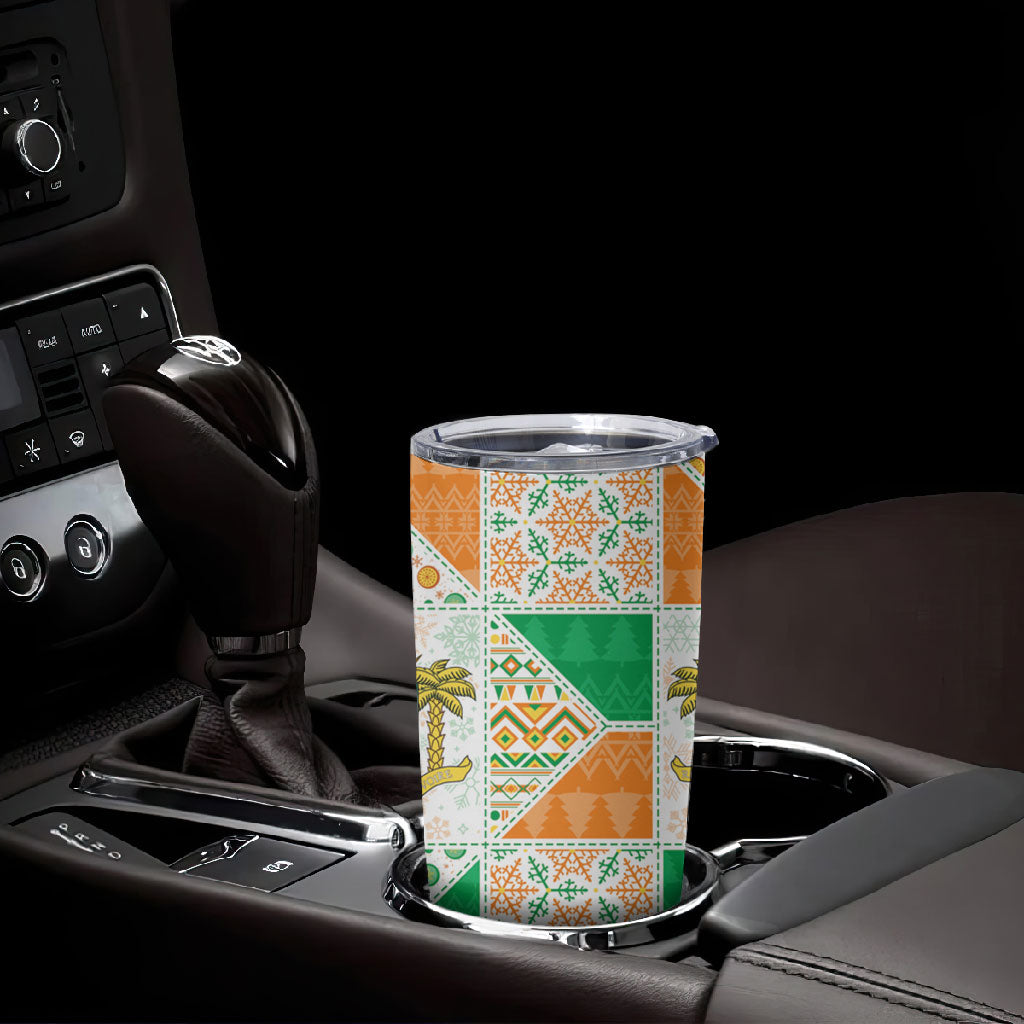 Ivory Coast Christmas Tumbler Cup Patchwork Style