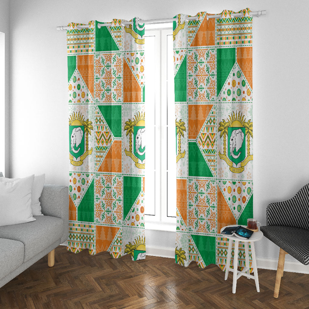 Ivory Coast Christmas Window Curtain Patchwork Style