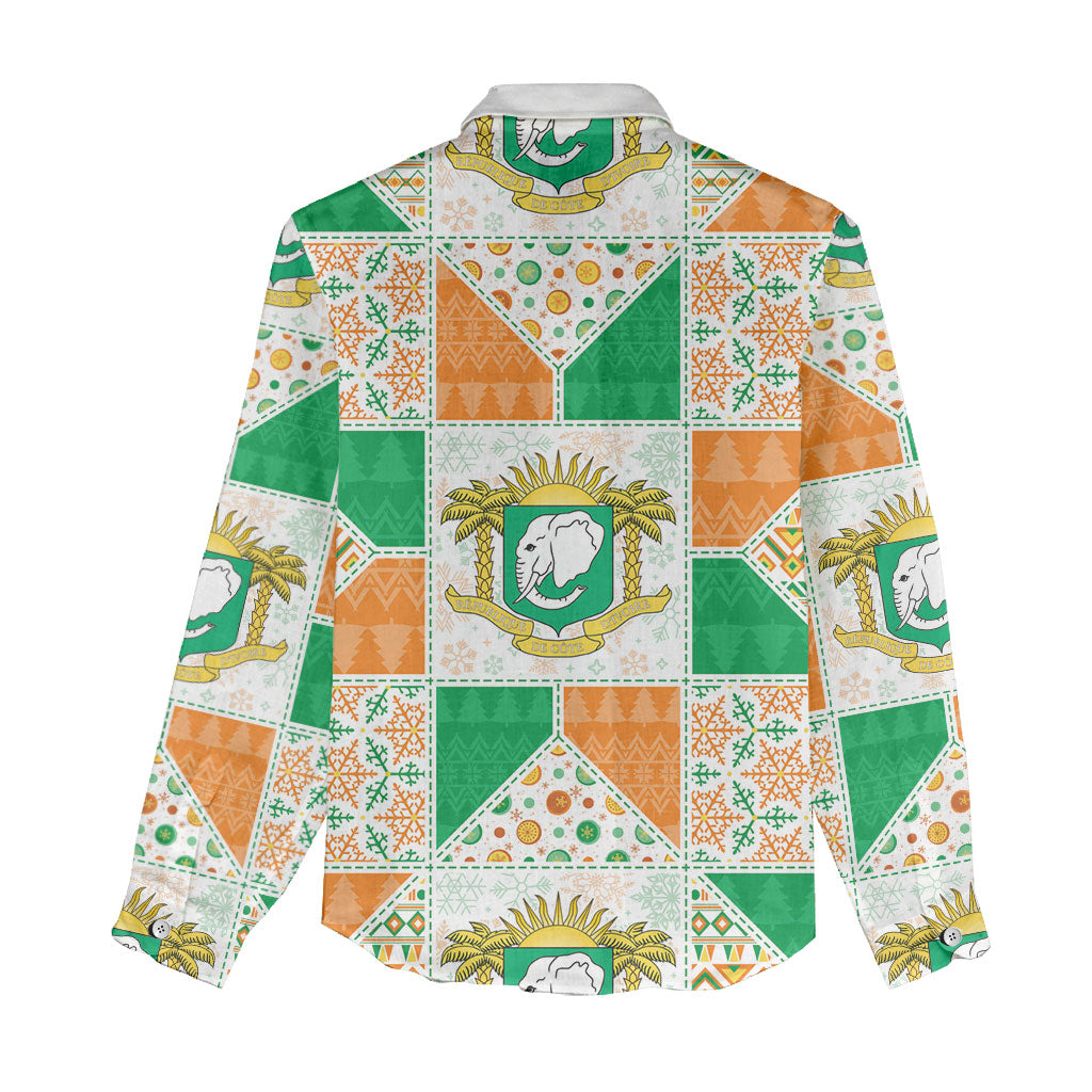 Ivory Coast Christmas Women Casual Shirt Patchwork Style