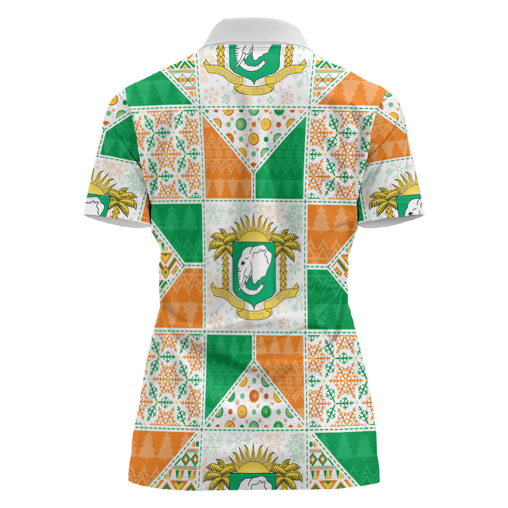 Ivory Coast Christmas Women Polo Shirt Patchwork Style