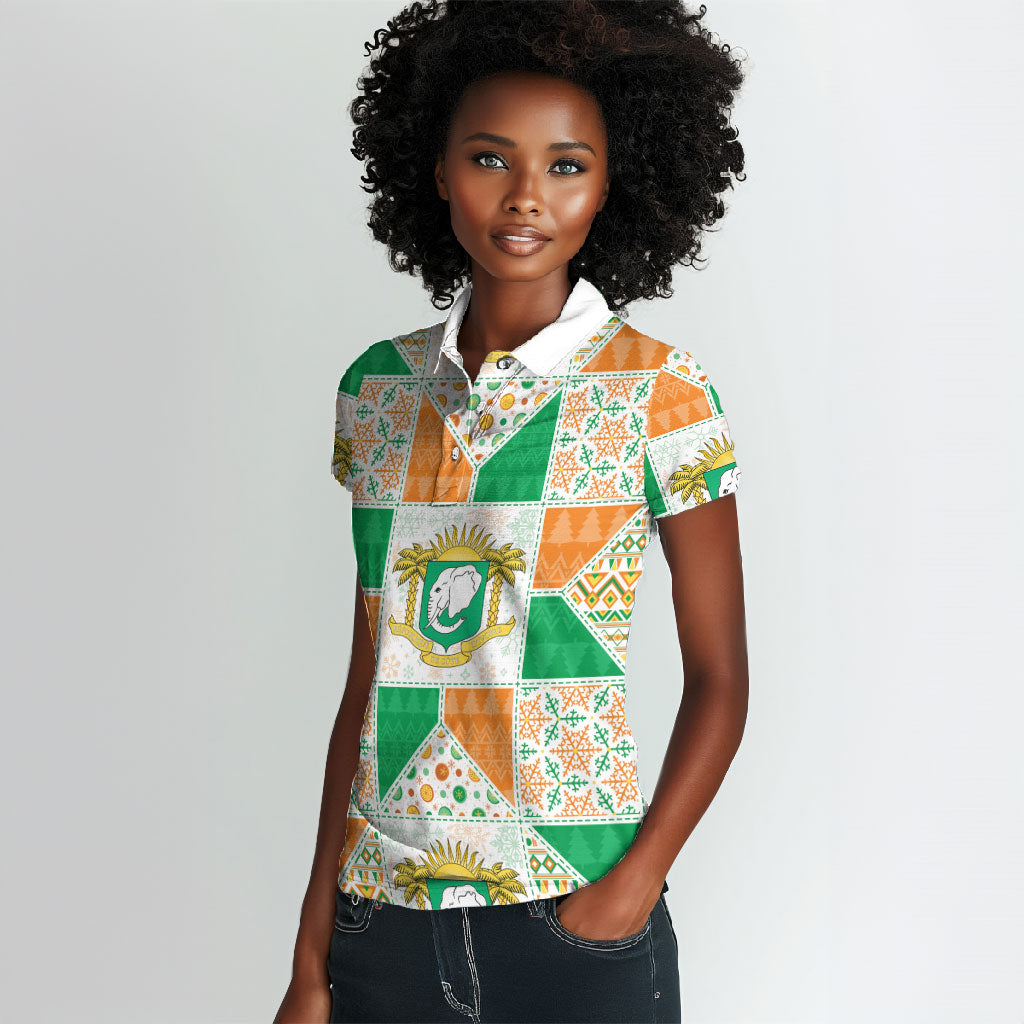 Ivory Coast Christmas Women Polo Shirt Patchwork Style